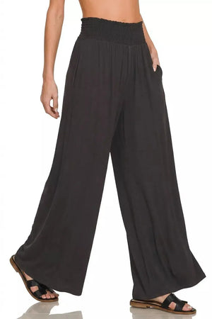Zenana Smocked Waist Wide Leg Palazzo Pants  Style Ratio