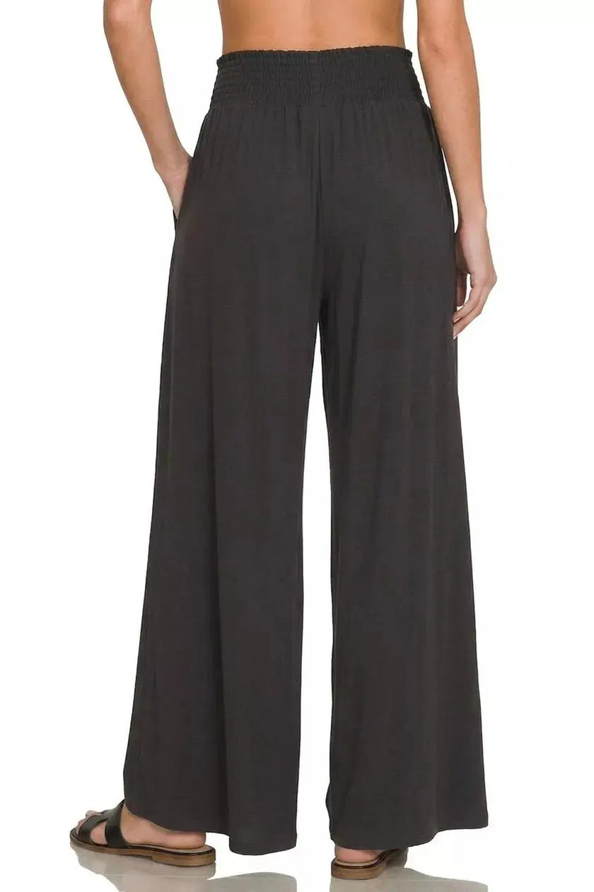 Zenana Smocked Waist Wide Leg Palazzo Pants  Style Ratio