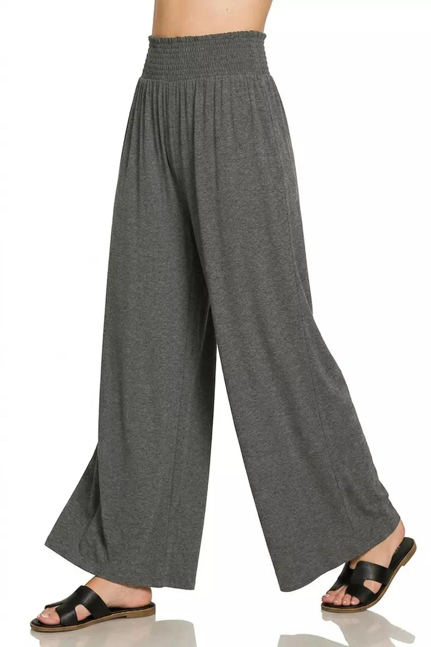 Zenana Smocked Waist Wide Leg Palazzo Pants  Style Ratio