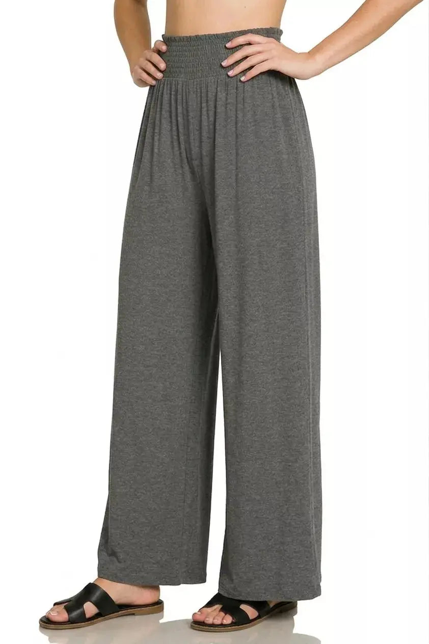 Zenana Smocked Waist Wide Leg Palazzo Pants  Style Ratio