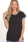 Zenana Stitch Detailed Oversize Top  Style Ratio