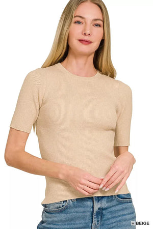 Zenana Viscose Ribbed Round Neck Sweater  Style Ratio