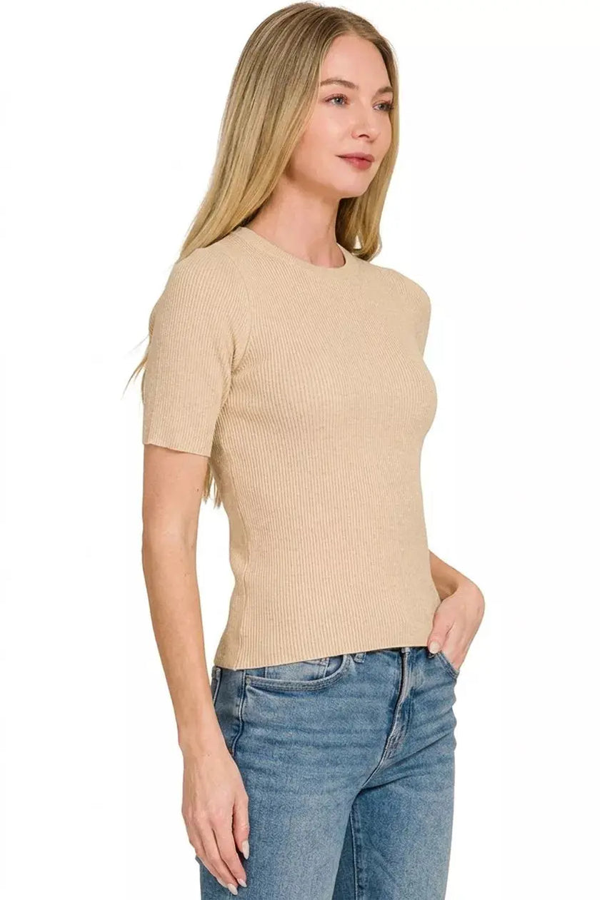 Zenana Viscose Ribbed Round Neck Sweater  Style Ratio