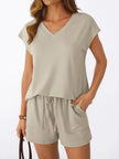 Casual V-Neck T-Shirt and Shorts Set  Style Ratio