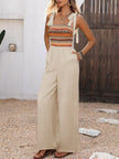 Tie Shoulder Wide Leg Jumpsuit  Style Ratio
