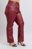 Judy Blue Full Size High Waist Tummy Control Faux Leather Straight Pants  Style Ratio