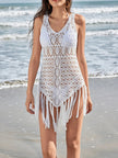 Crochet Fringe Sleeveless Cover-Up  Style Ratio