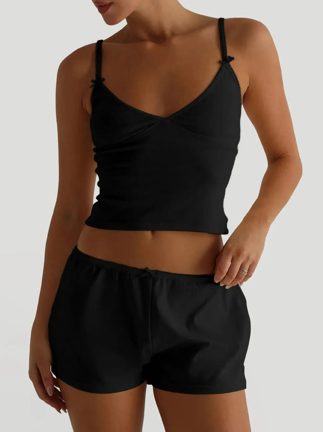V-Neck Cami and Shorts Loungewear  Style Ratio