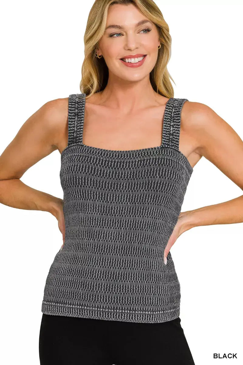 Zenana Seamless Winkle Stone Washed Tank Top  Style Ratio
