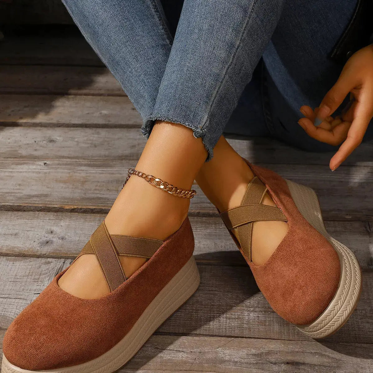 Crisscross Wedge Slip-Ons  Style Ratio