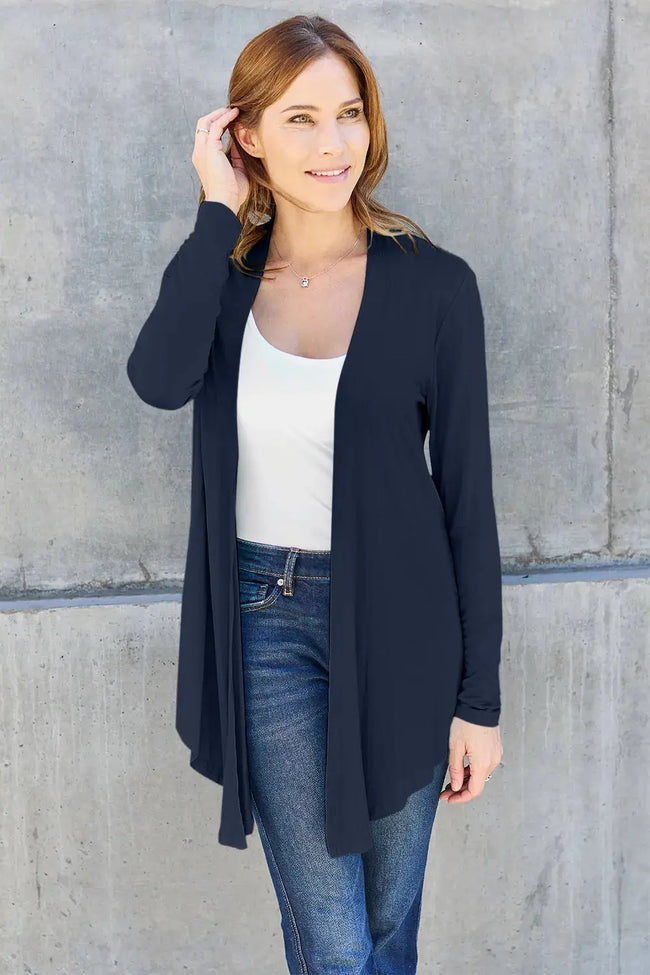 Basic Bae Full Size Open Front Long Sleeve Cardigan  Style Ratio