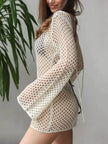 Crochet Backless Long Sleeve Cover-Up  Style Ratio