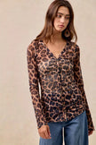 BiBi Leopard Printed Mesh Long Sleeve Top  Style Ratio