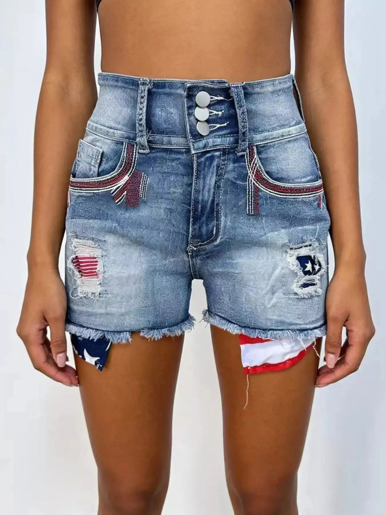 American Flag Distressed Denim Shorts  Style Ratio