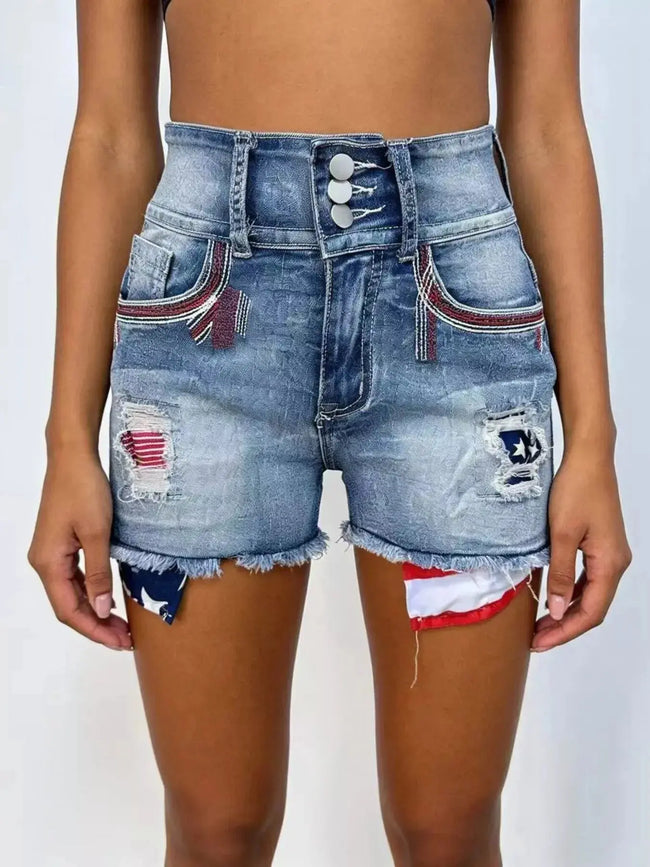 American Flag Distressed Denim Shorts  Style Ratio