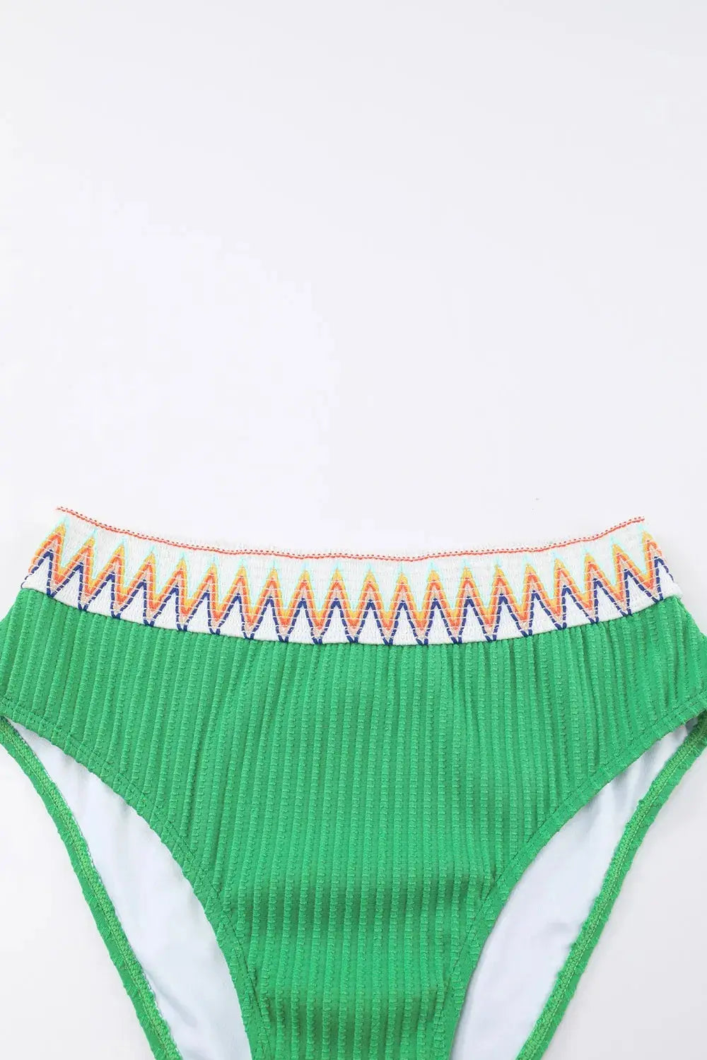 Textured Contrast Banding Bikini High Waist 2pcs Swimsuit  Style Ratio