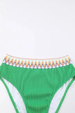 Textured Contrast Banding Bikini High Waist 2pcs Swimsuit  Style Ratio