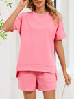 Round Neck Short Sleeve Shirt and Shorts Loungewear  Style Ratio