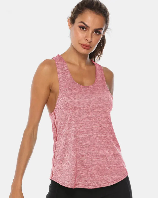 Full Size Scoop Neck Wide Strap Active Tank  Style Ratio