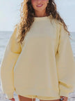 Relaxed Fit Round Neck Sweatshirt and Shorts Set  Style Ratio