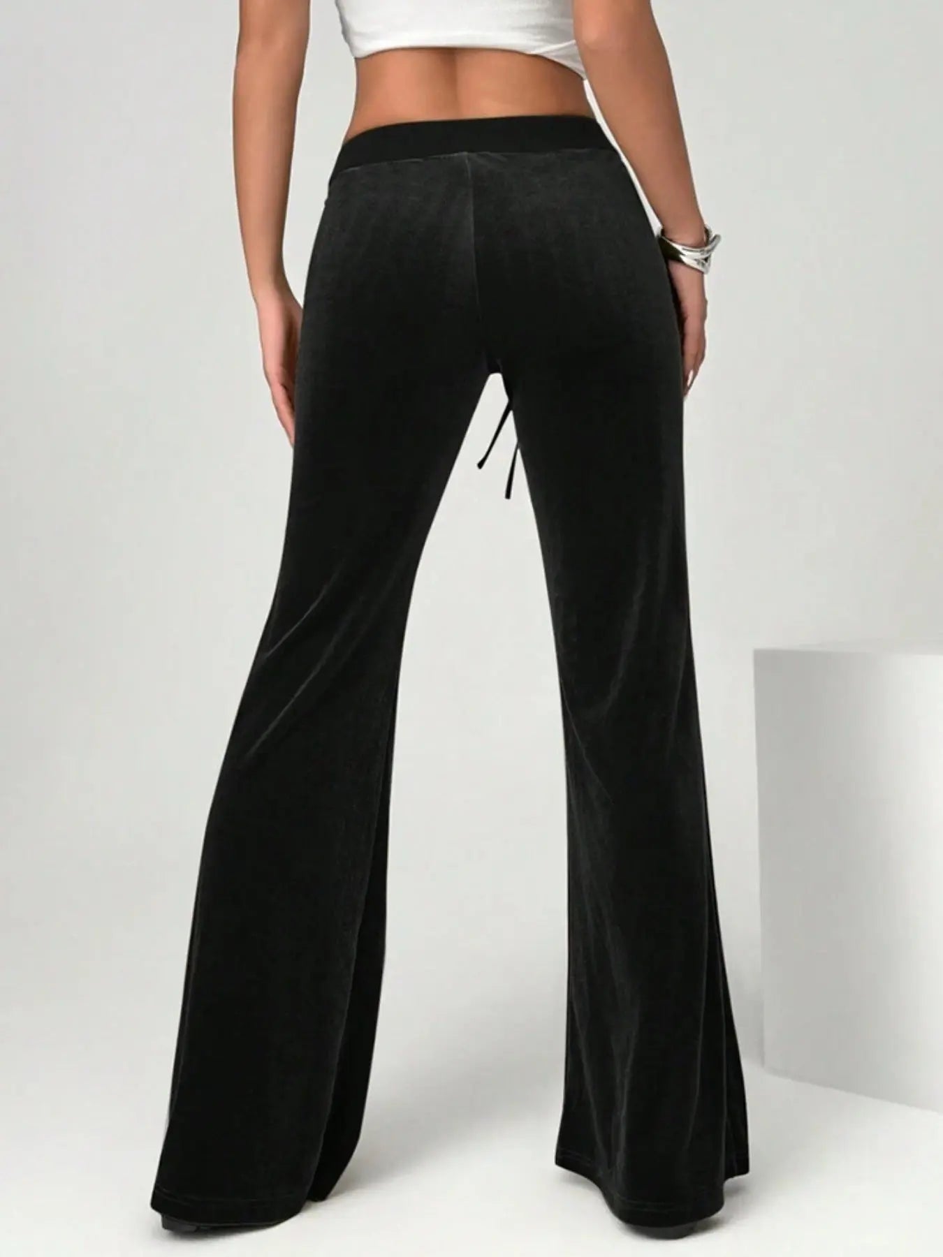 Velvet Flare Pants with Drawstring  Style Ratio