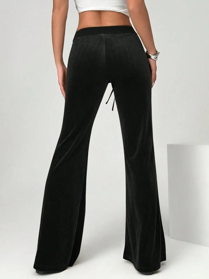 Velvet Flare Pants with Drawstring  Style Ratio