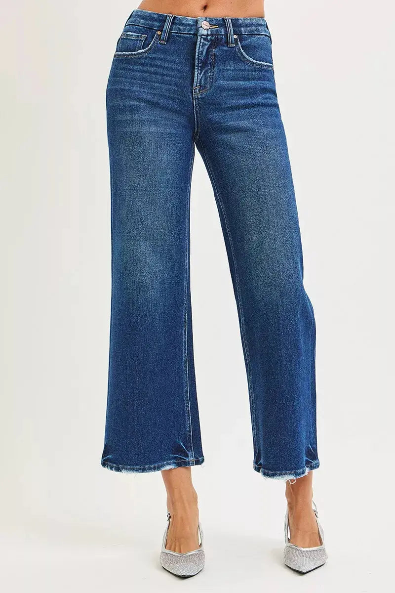 RISEN Tummy Control 4 Way Stretch High Rise Crop Wide Leg Jeans  Style Ratio