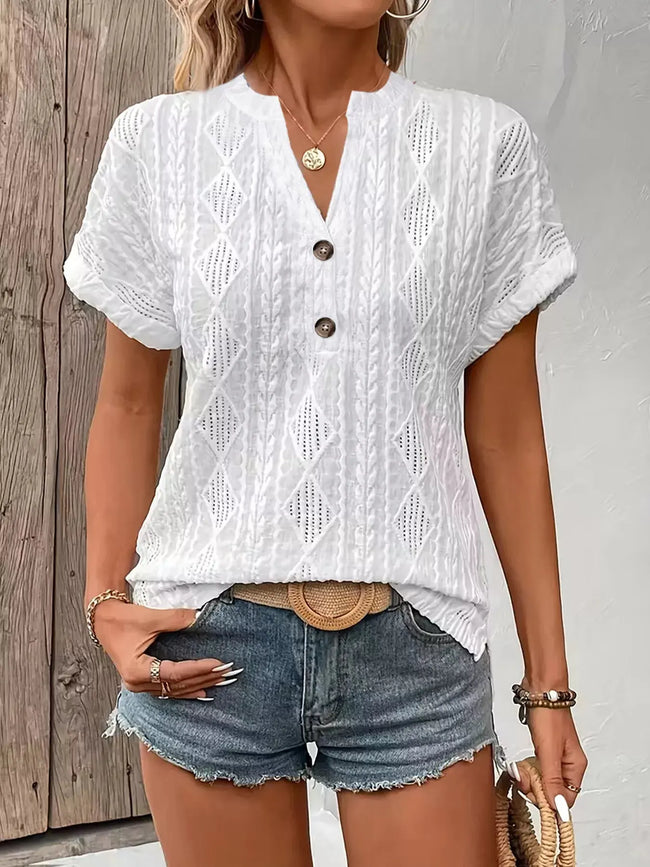 Diamond Pattern Short Sleeve Top  Style Ratio