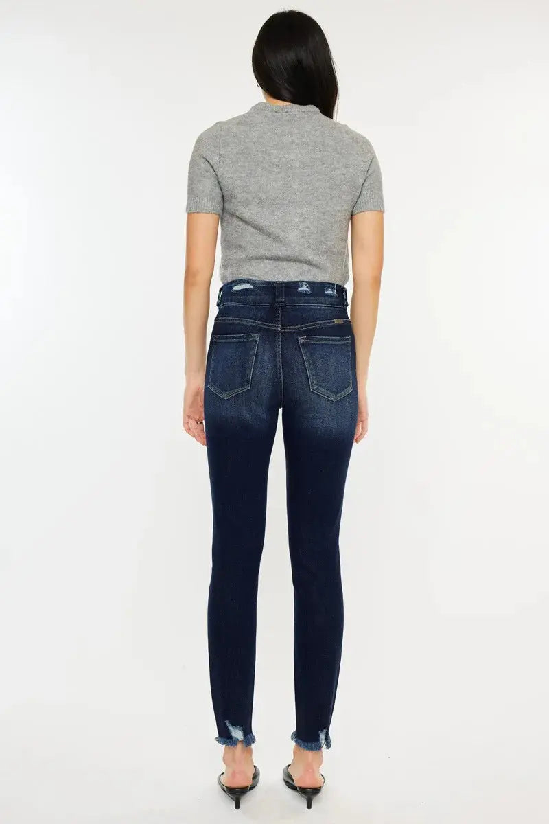 Kancan Full Size Cat's Whiskers Raw Hem High Waist Jeans  Style Ratio