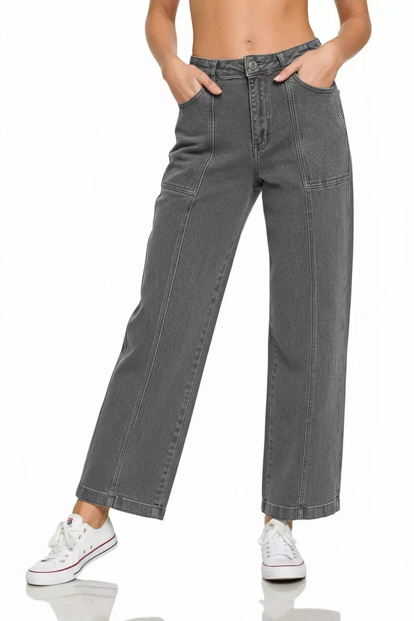 Zenana Straight Leg Utility Pocket Jeans  Style Ratio