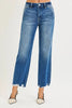 RISEN High Rise Ankle Straight Distressed Hem Detail Jeans  Style Ratio
