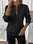Texture Half Zip Long Sleeve Sweater  Style Ratio