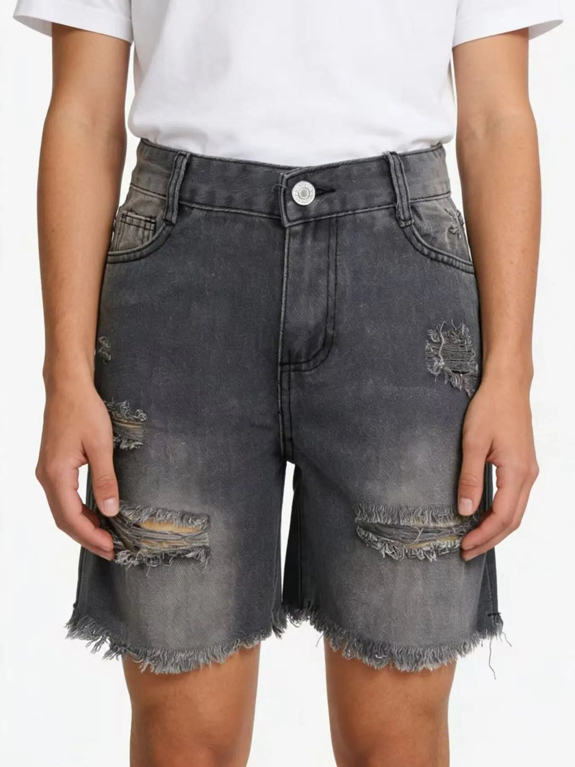 Full Size Ripped Frayed Hem Denim Shorts  Style Ratio