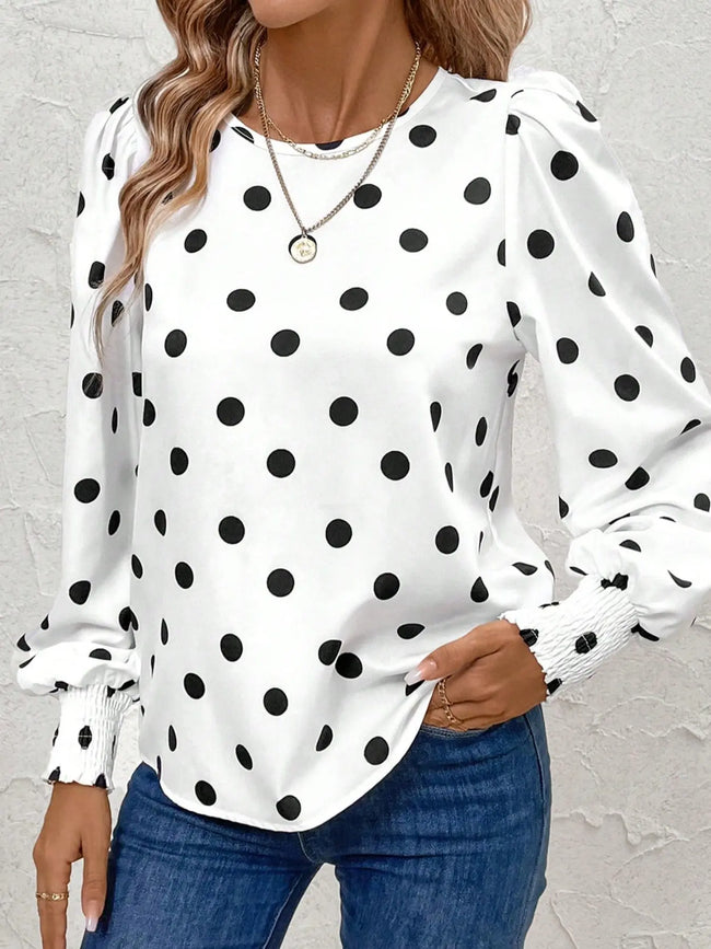 Polka Dot Long Sleeve Blouse  Style Ratio