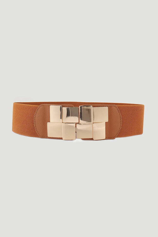 Geometric Buckle Elastic Wide Belt  Style Ratio