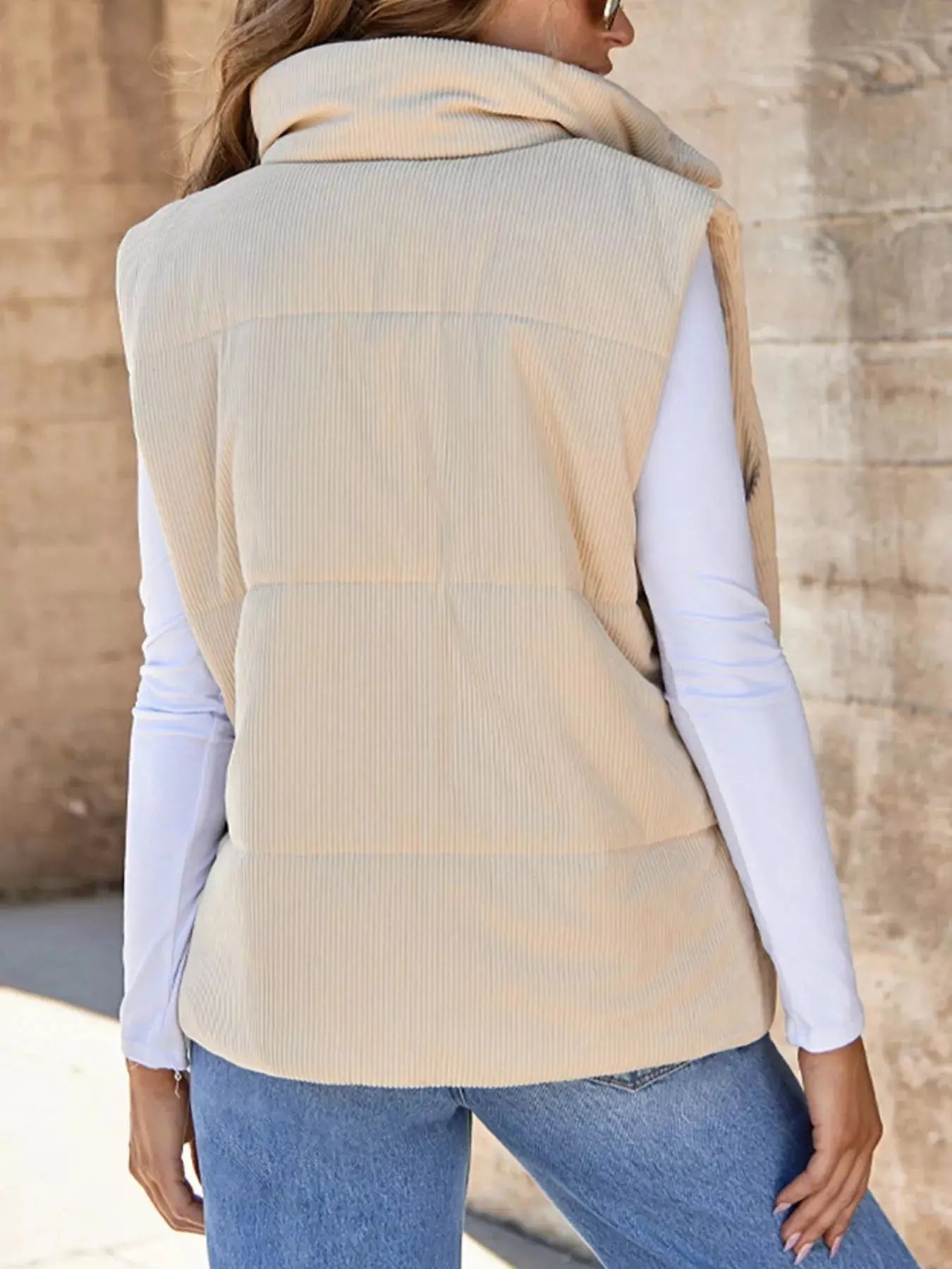 Corduroy Zip Up Vest Coat  Style Ratio
