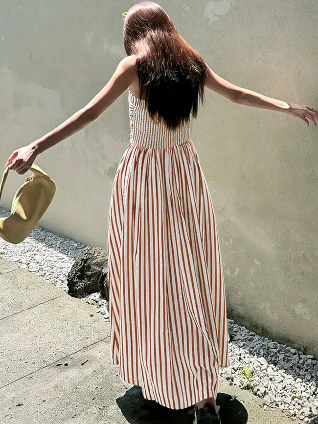 Striped Spaghetti Strap Casual Maxi Dress  Style Ratio