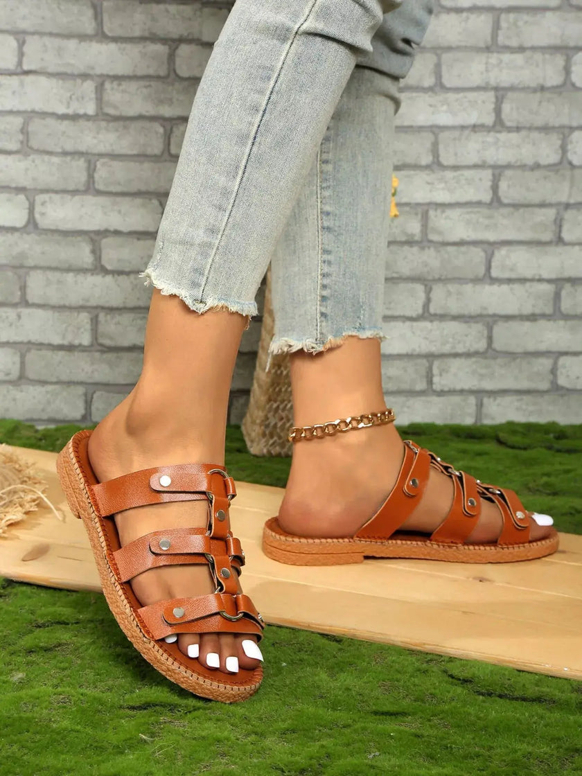 Studded Open Toe Sandals  Style Ratio
