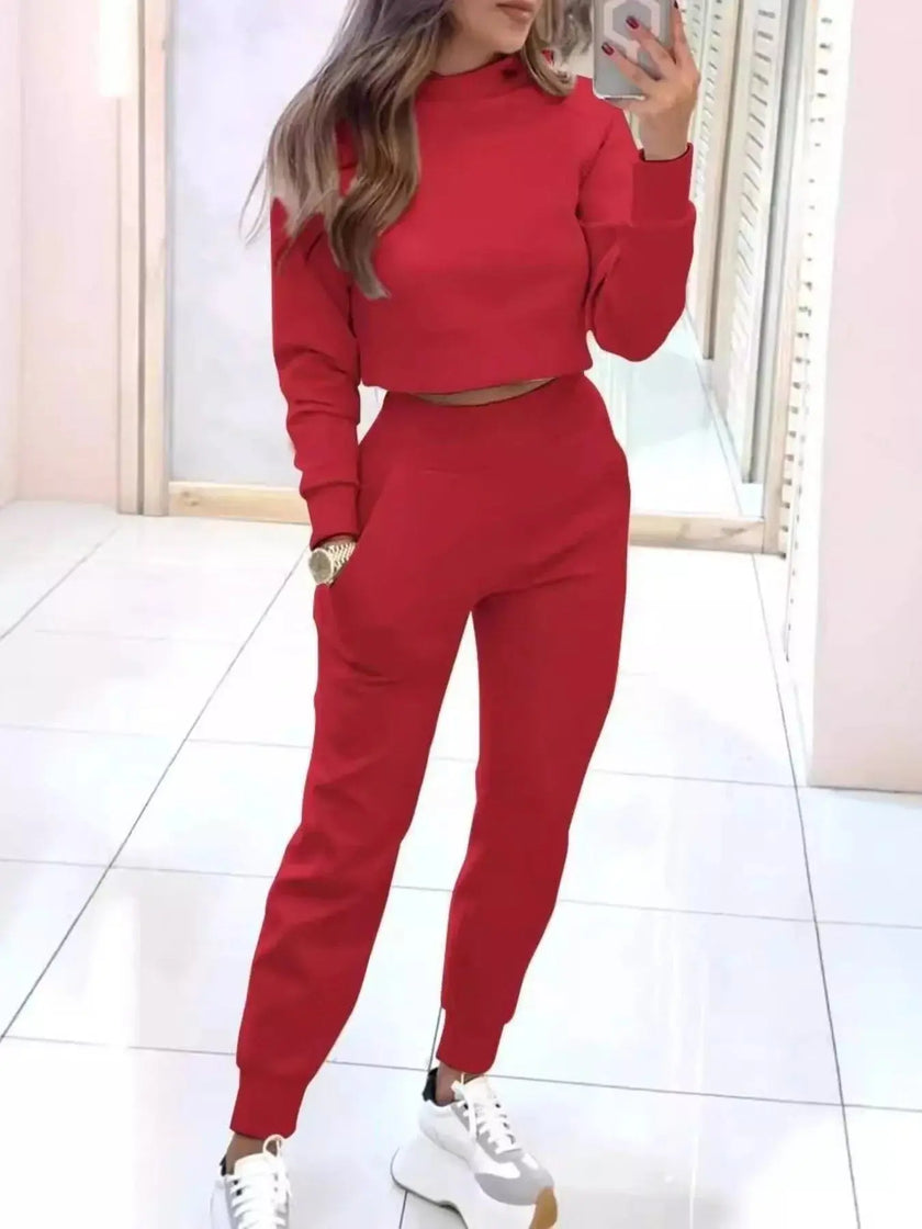 Casual Chic Cropped Sweatshirt and Jogger Set  Style Ratio
