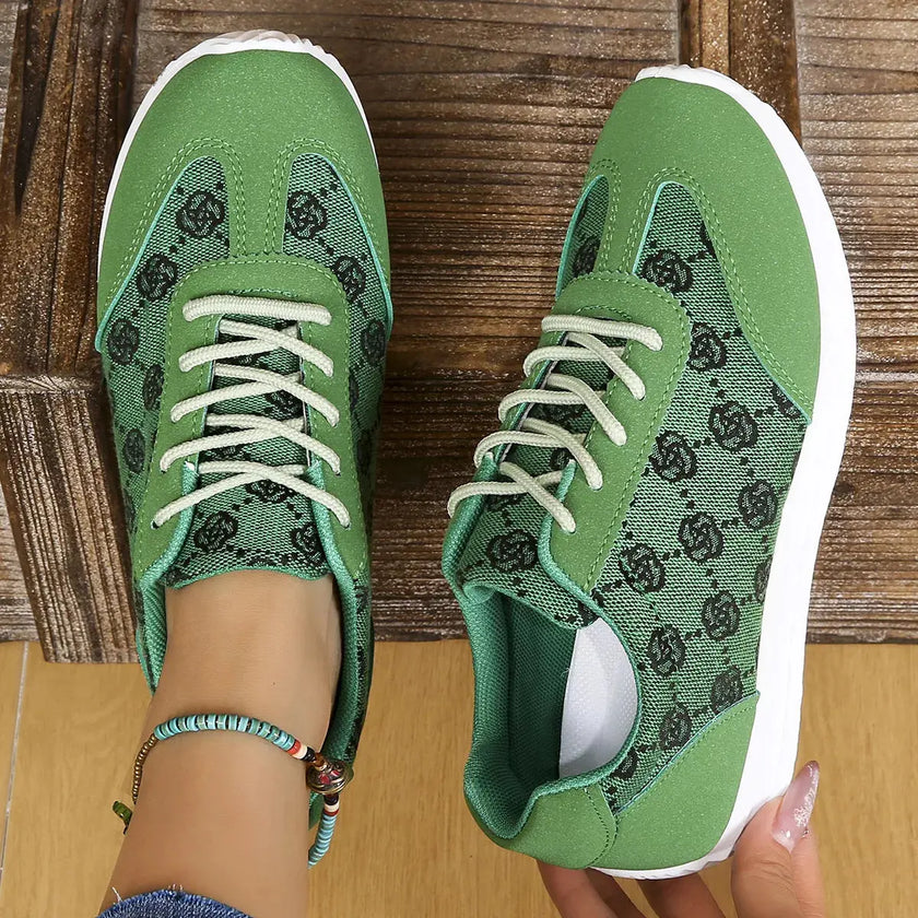 Floral Patterned Lace Up Sneakers  Style Ratio