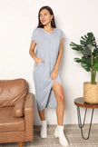 Perfee Short Sleeve Front Slit Hooded Dress  Style Ratio