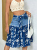 Floral Denim Skirt with Frayed Hem Detail  Style Ratio