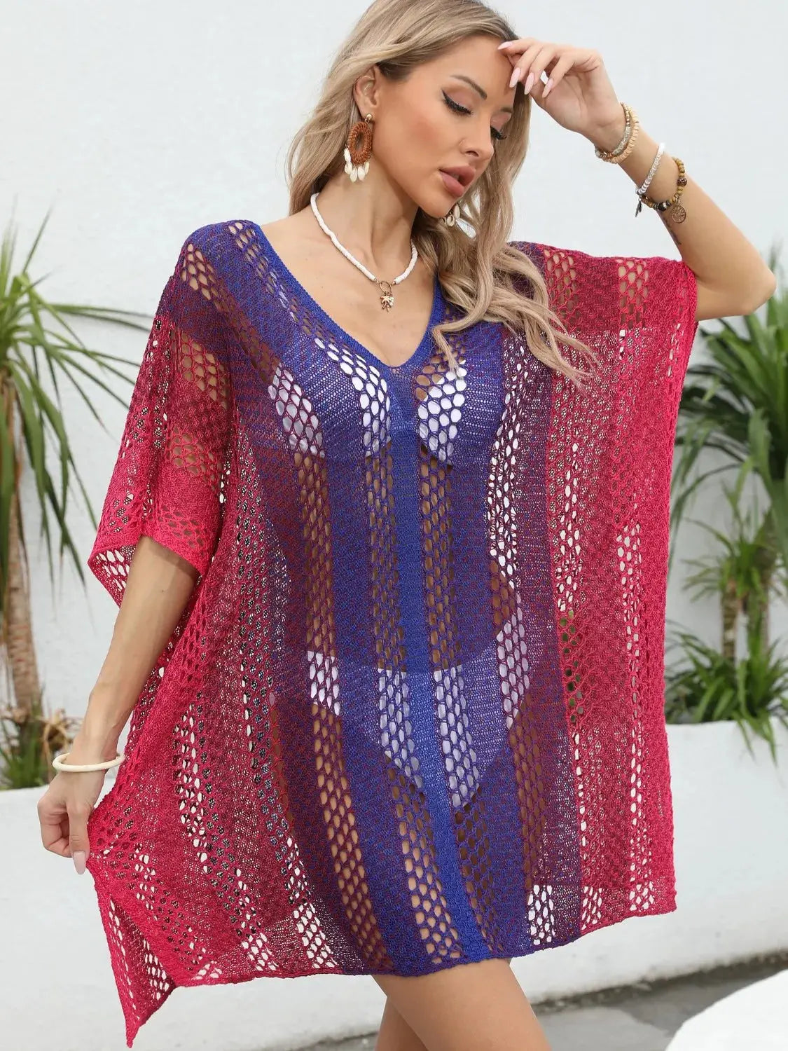 Rainbow Gradient Crochet Beach Cover Up  Style Ratio