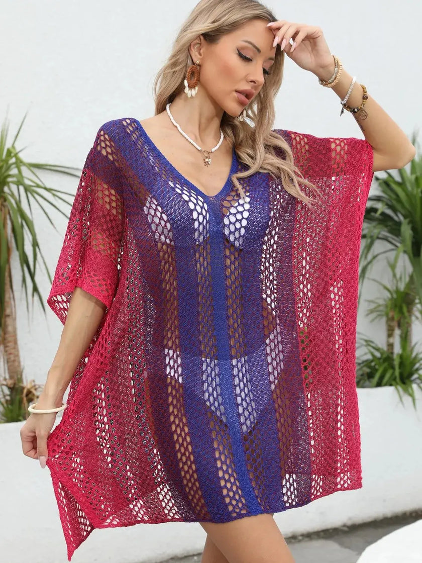 Rainbow Gradient Crochet Beach Cover Up  Style Ratio