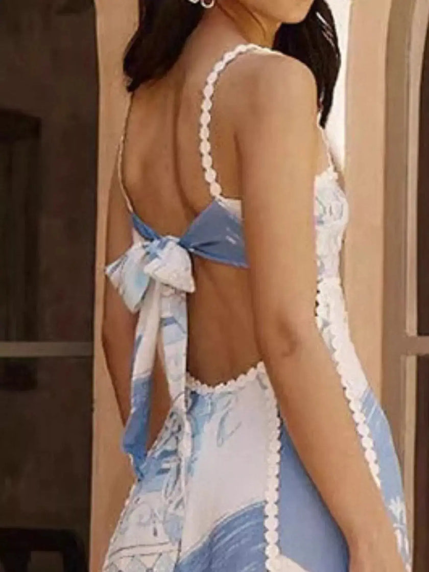 Bow Cutout Back Square Neck Maxi Dress  Style Ratio