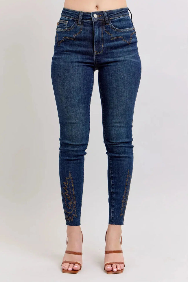 Judy Blue Embroidered High Rise Skinny Jeans  Style Ratio