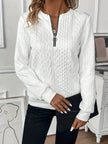 Texture Half Zip Long Sleeve Sweater  Style Ratio