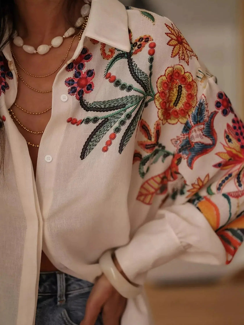 Floral Button Up Long Sleeve Shirt  Style Ratio
