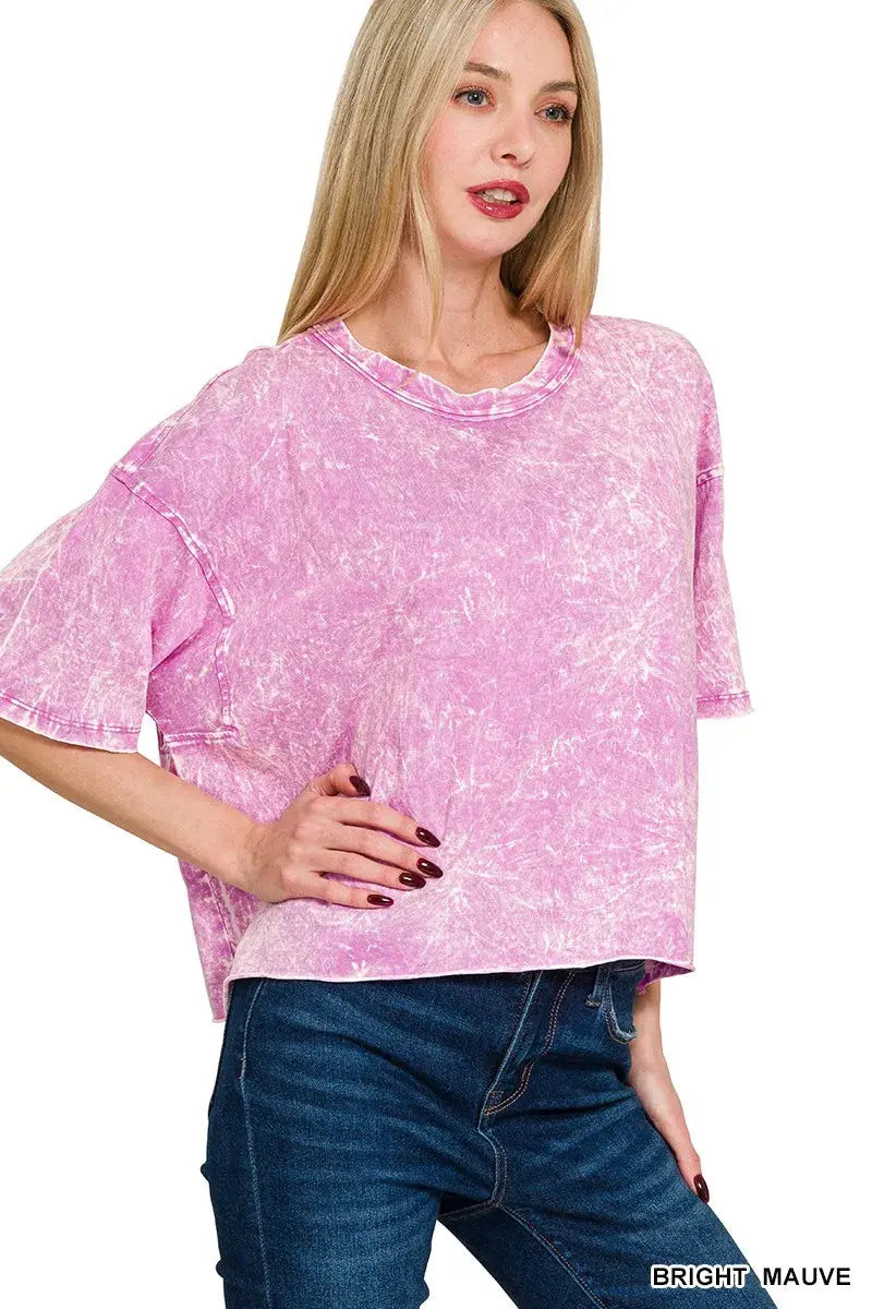 Zenana Acid Crinkle-Washed Oversized Short Sleeve Shirt  Style Ratio