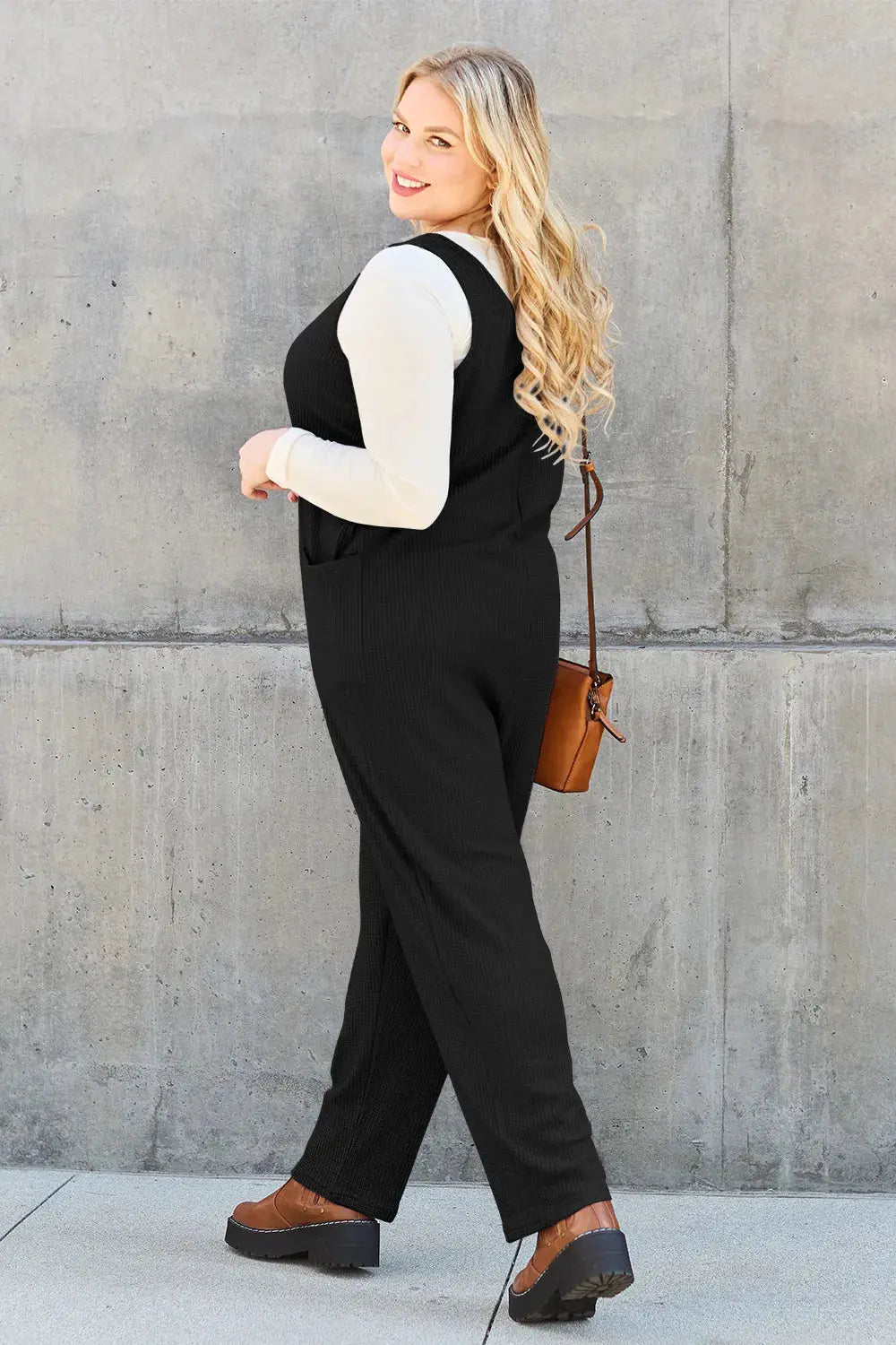 Double Take Full Size Sleeveless Straight Jumpsuit  Style Ratio